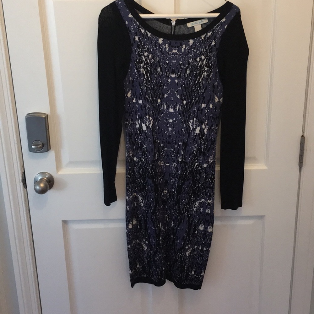 Charlie jade blue print bodycon sweater dress